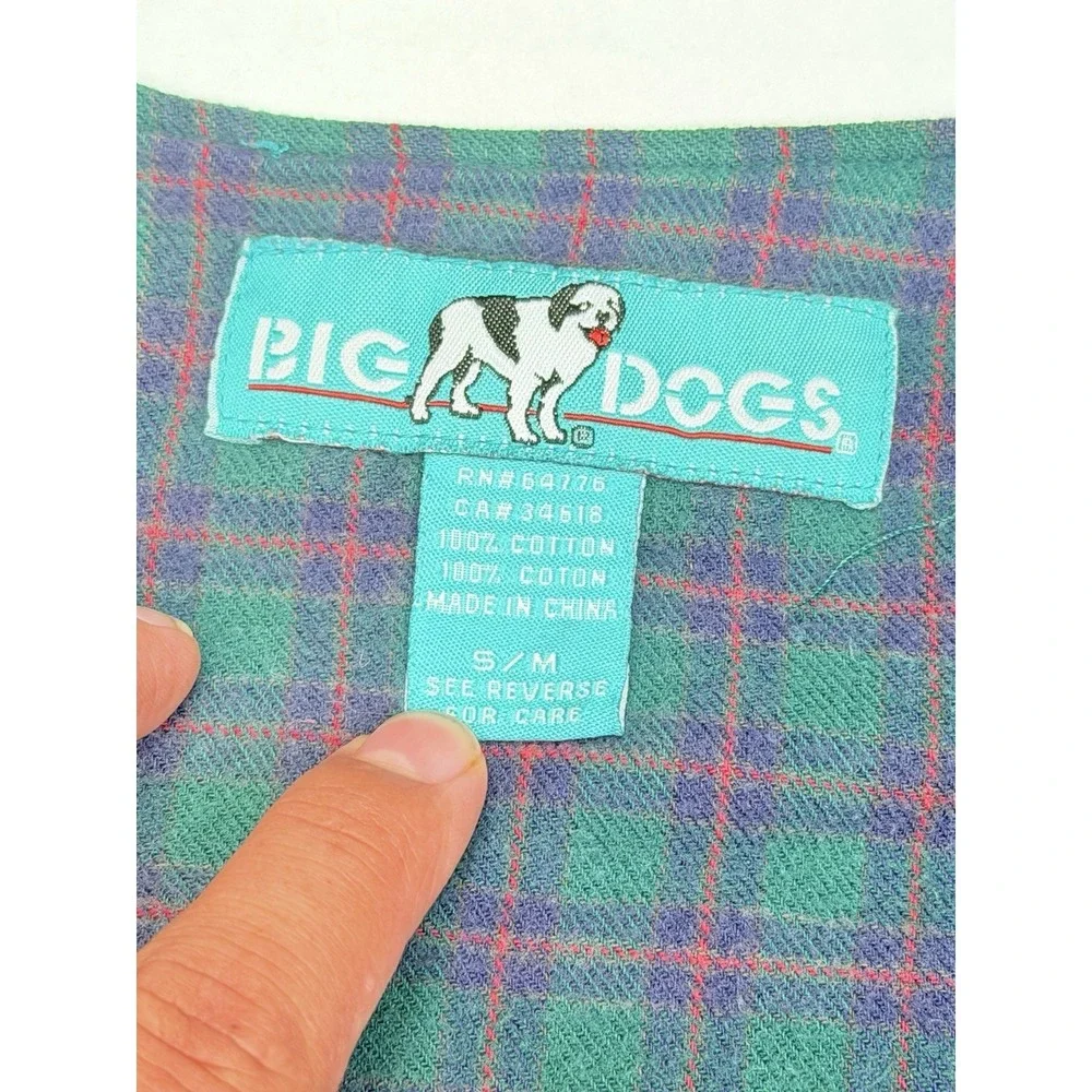 Vintage Big Dogs Flannel Nightgown Sleep Shirt Pajamas S/M Dog Plaid